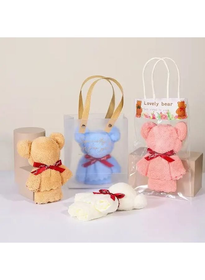 Red Bear Shaped Square Towels Ideal Gift For Weddings Birthdays Christmas - Image 1